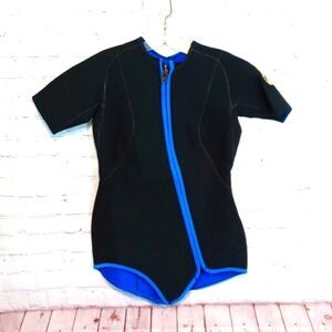 Parkway‎ Wet Suit Diving Womans Black & Blue Short Sleeve Sz M
